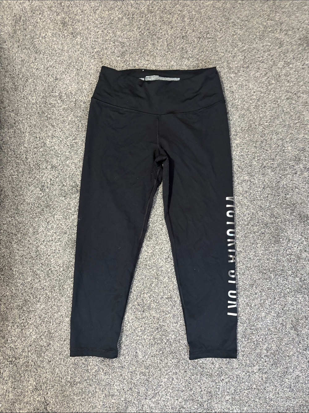 Victoria's Secret Black Logo Side Capri Leggings